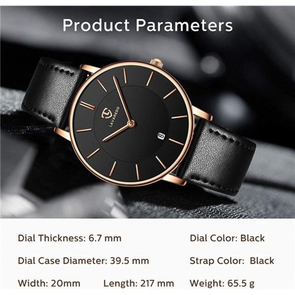 Mens Watches Minimalist Fashion Simple Wrist Watch Analog Date w Leather Strap - Picture 2 of 6